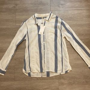 Vintage Dylan Seaside Strip L White Denim Button Down